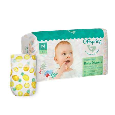 Подгузники Offspring M 6-10 кг 42 шт расцветка Ананасы