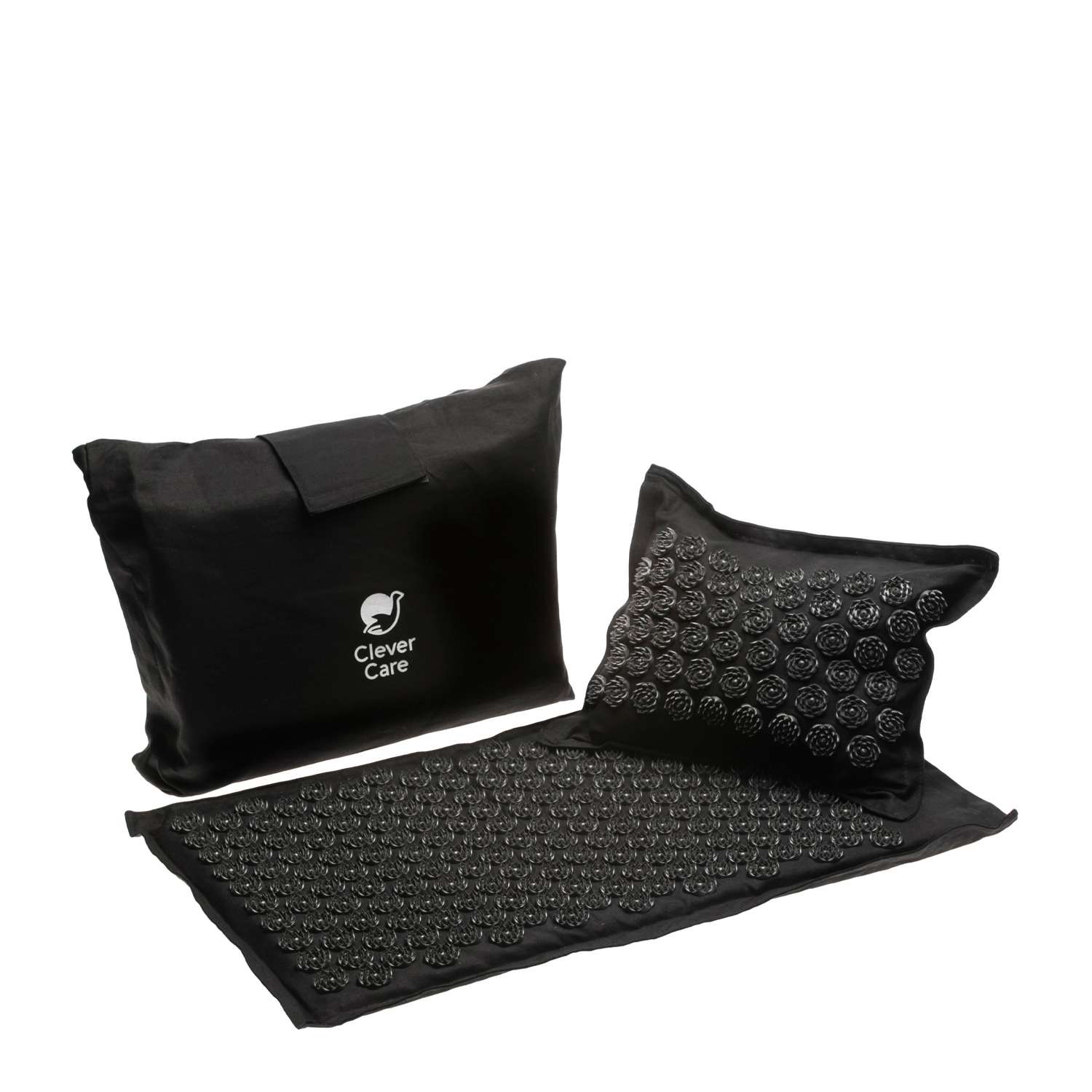 Набор CleverCare коврик и подушка акупунктурные с сумкой темно-серый - фото 1