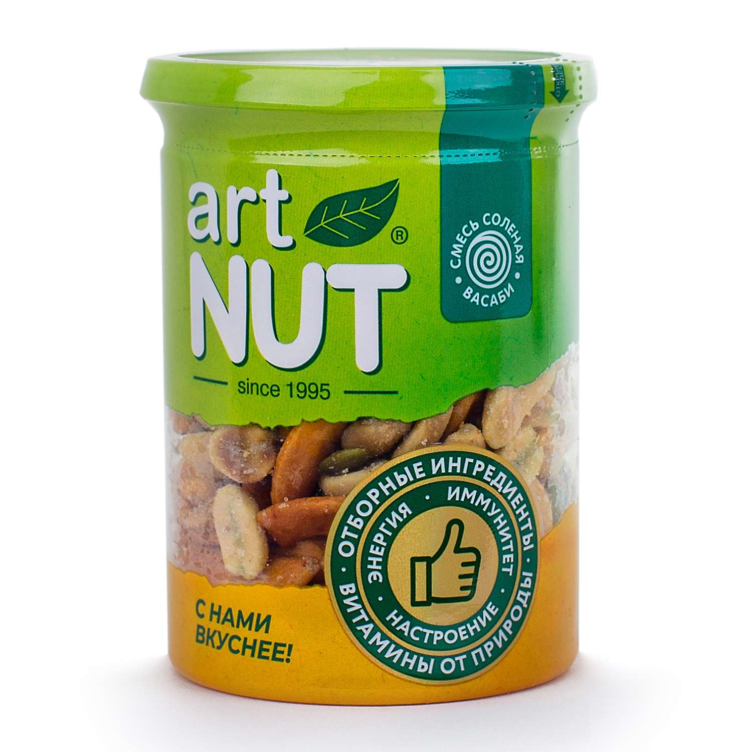 Смесь орехов крекеров и кукурузы Artnut соленая со вкусом васаби 130г - фото 1