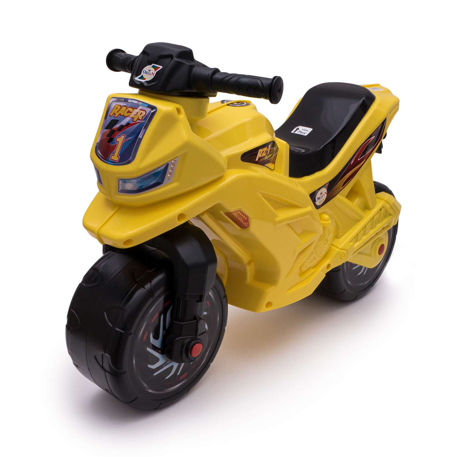 Мотоцикл-каталка ORION TOYS МП 2 колеса музыкальный руль лимон - фото 1
