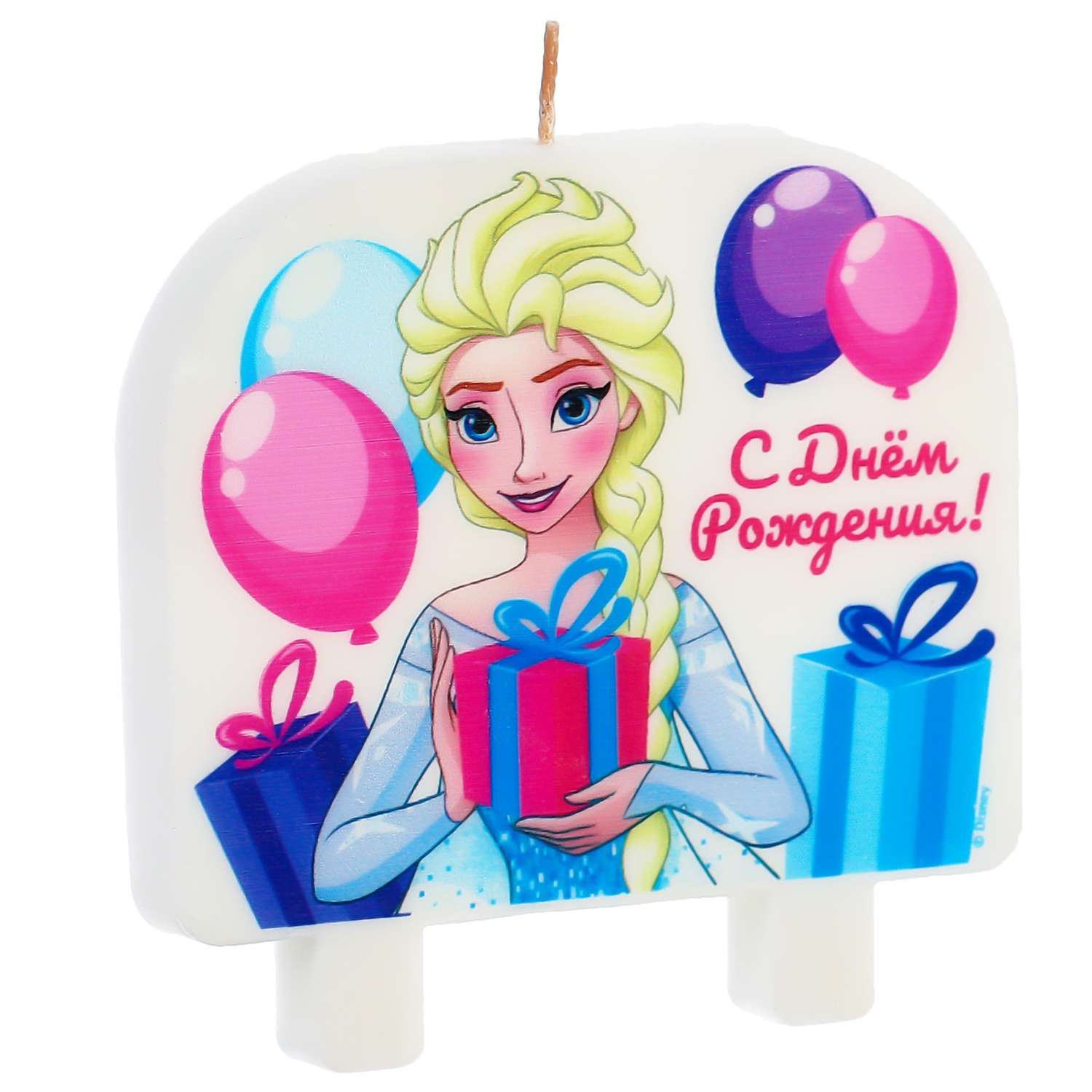 Свеча Disney в торт «С Днем Рождения!» Холодное сердце 8х8 см - фото 1