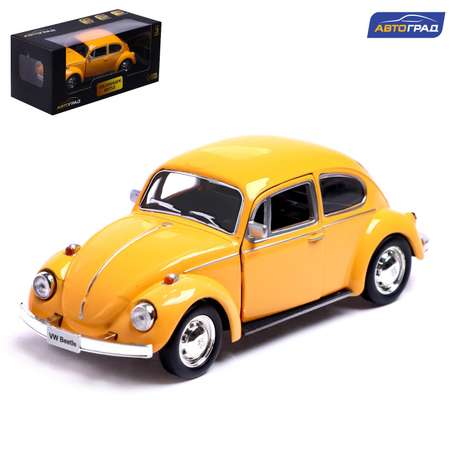 Машина Автоград металлическая VOLKSWAGEN BEETLE 1967. 1:32 открываются двери инерция цвет жёлтый