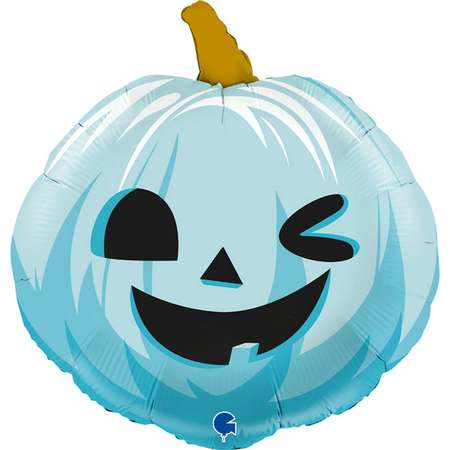 Шар фольгированный GRABO 22 дм «Тыква на Хэллоуин» фигура цвет голубой