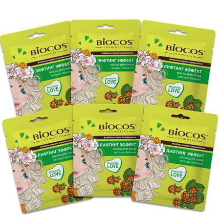 Маска для лица Biocos тканевая Лифтинг Эффект 6 шт