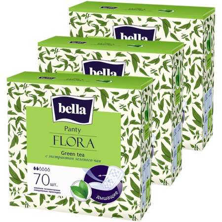 Прокладки ежедневные BELLA Panty FLORA Green tea с экстрактом зеленого чая 70 шт. х 3 уп.