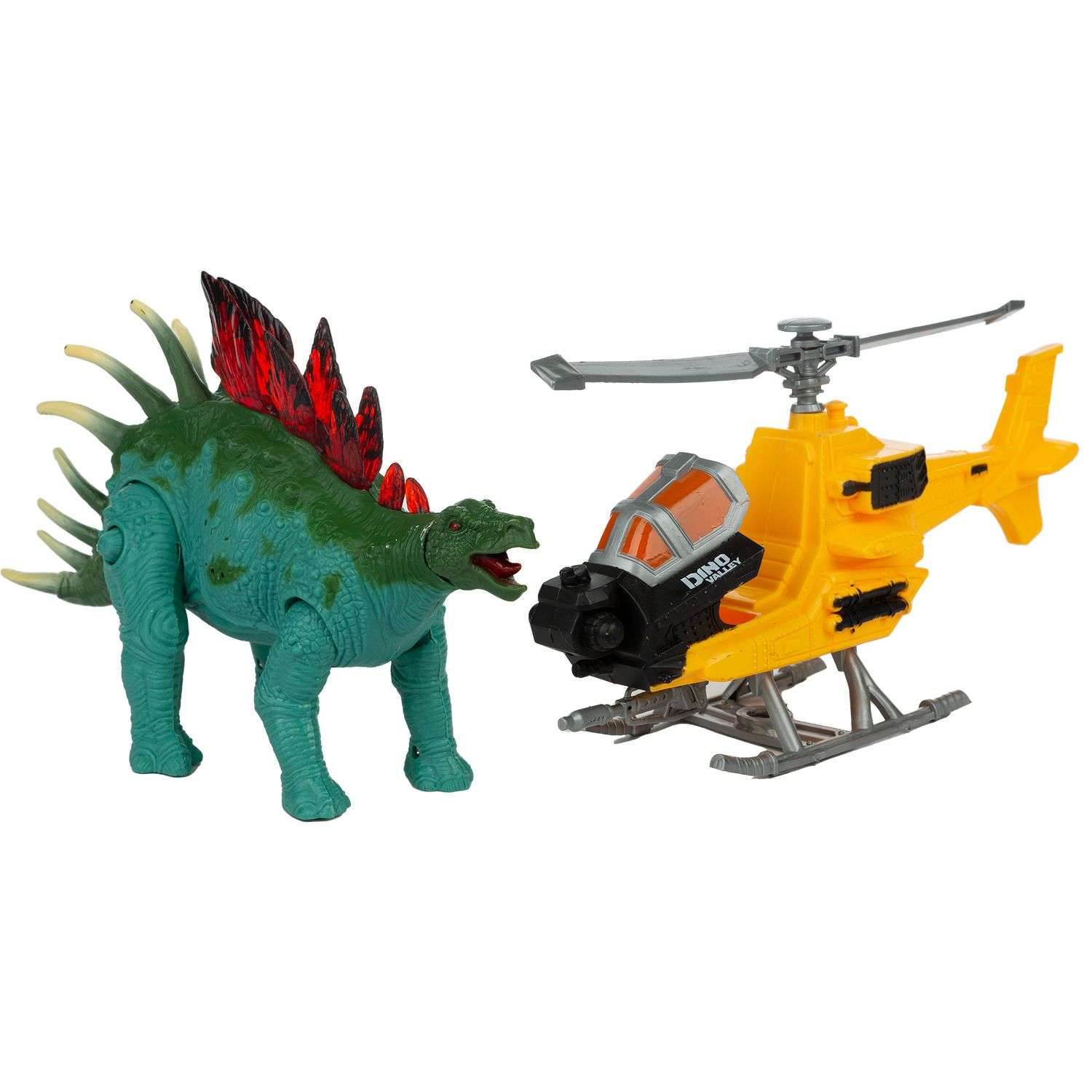 Набор игровой KiddiePlay Динозавр стегозавр с вертолетом 12626 - фото 1