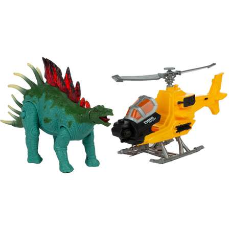 Набор игровой KiddiePlay Динозавр стегозавр с вертолетом 12626