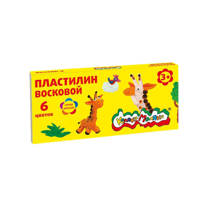 Пластилин восковой Каляка-Маляка 6 цветов 90 грамм + стек 3+ - фото 1