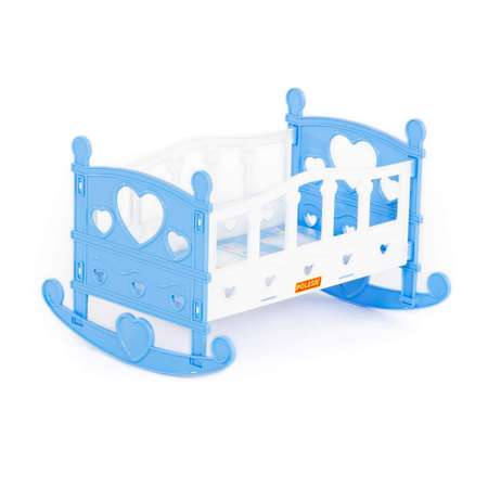 Кроватка для куклы Полесье колыбель сборная 7 элементов голубой