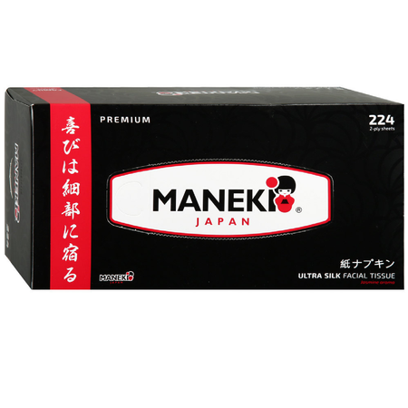 Салфетки бумажные Maneki B_W Black с ароматом жасмина 2 слоя черные 224 шт