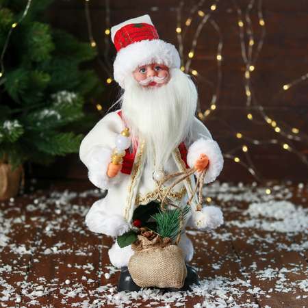 Дед мороз Sima-Land «С мешком подарков и фонариком» двигается с подсветкой 31 см красно-белый