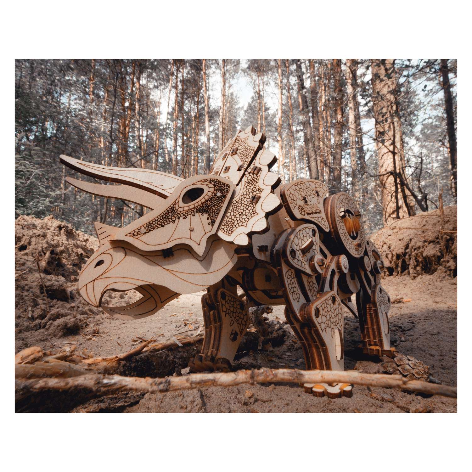 Конструктор Eco Wood Art Динозавр Трицератопс - фото 8
