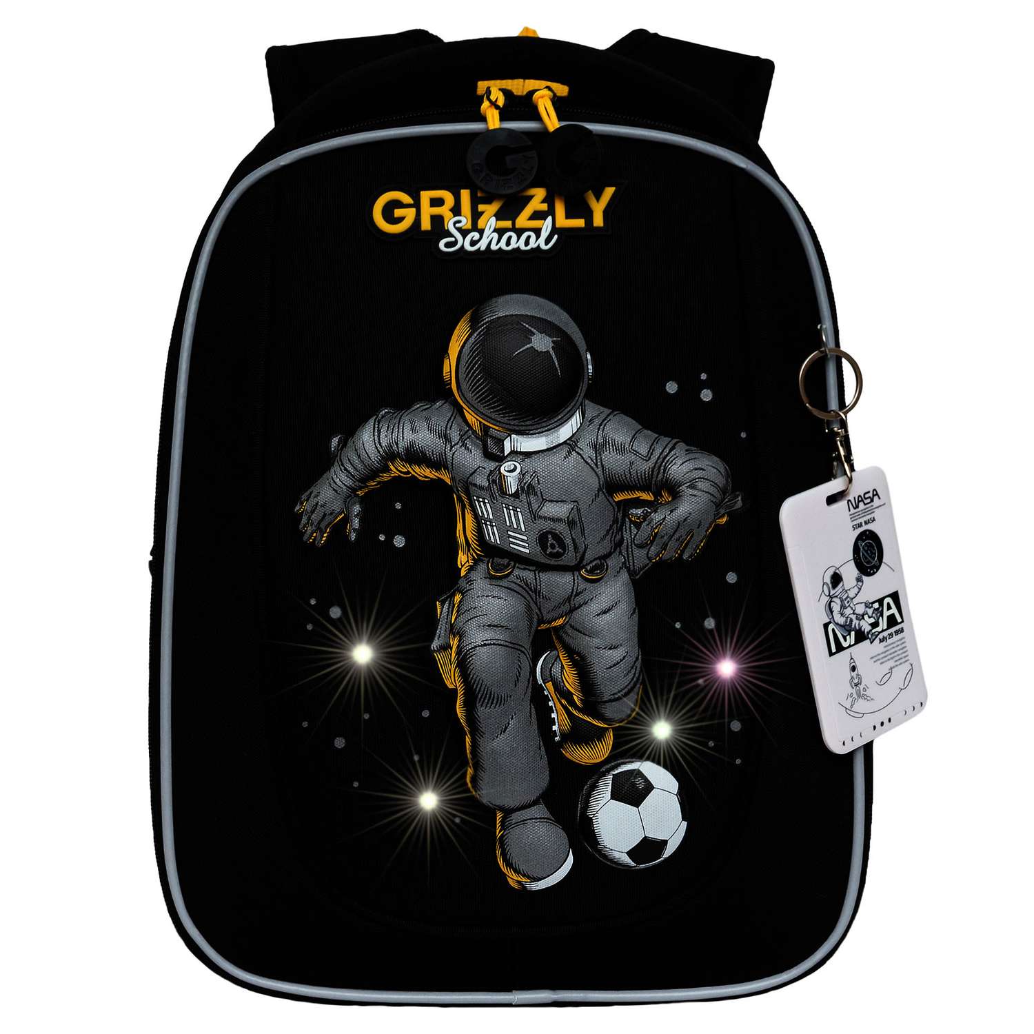 Рюкзак школьный Grizzly Черный-Желтый RAf-393-6/2 - фото 6
