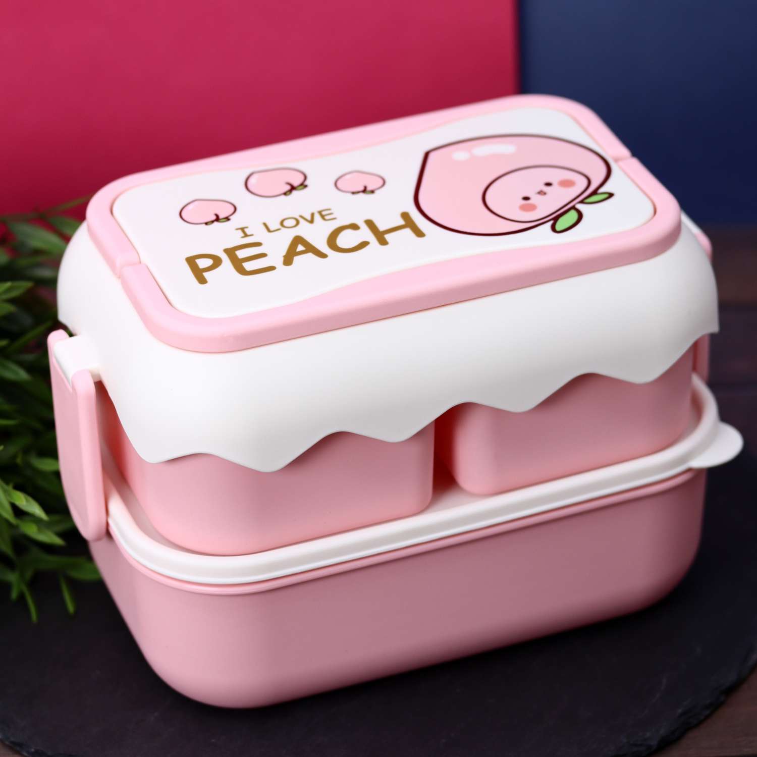 Ланч-бокс контейнер для еды iLikeGift I love Peach с приборами - фото 1
