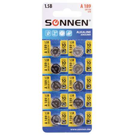 Батарейки Sonnen круглые таблетки алкалиновые 10 штук 189A