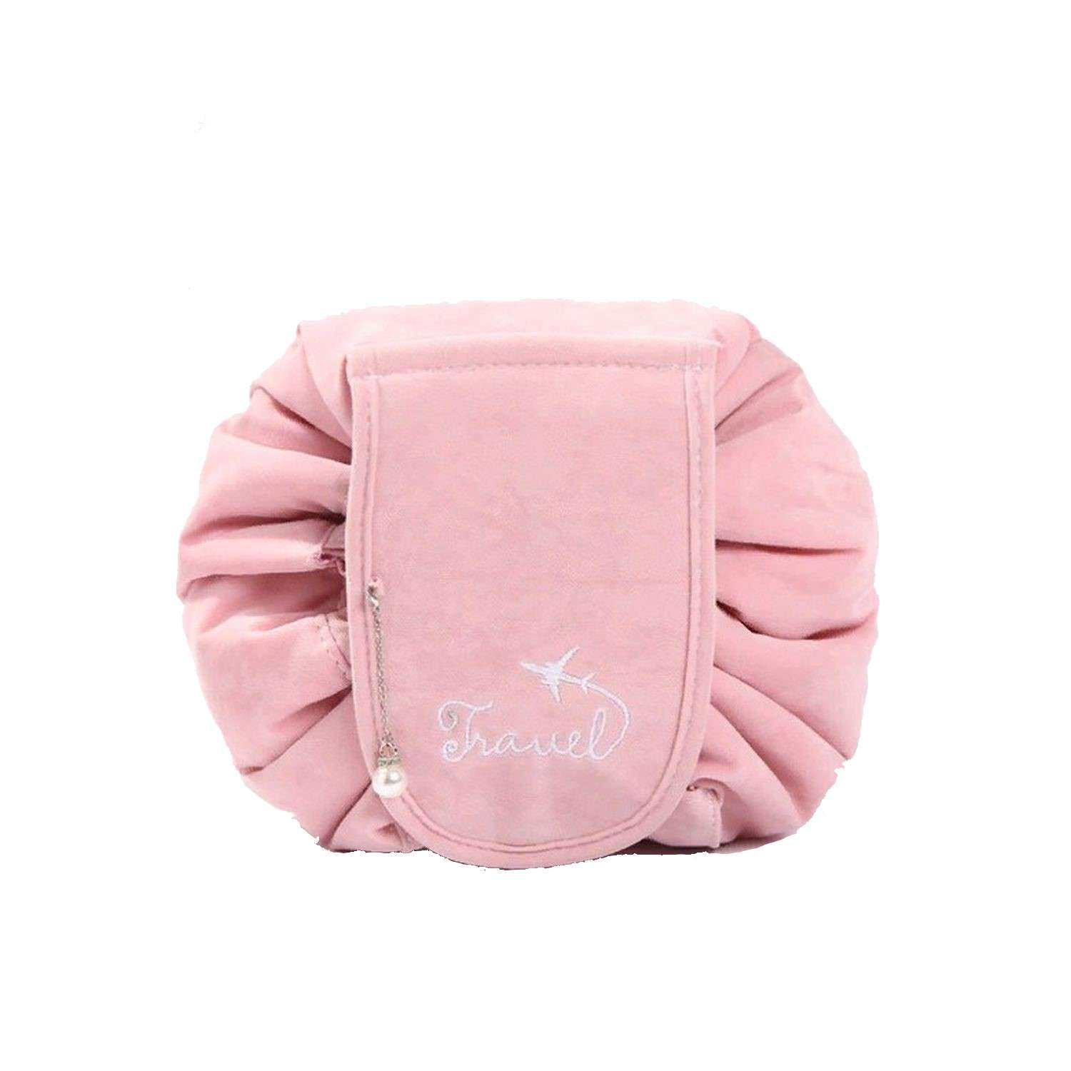 Косметичка-мешок на липучке Seichi бархатная светло-розовая - фото 2