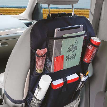 Органайзер на спинку Mobylos на сиденье автомобиля с карманом для планшета размер 62х42 см черный