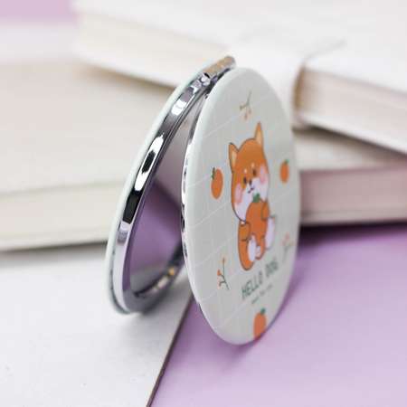 Зеркало карманное iLikeGift Hello dog Corgi orange green с увеличением