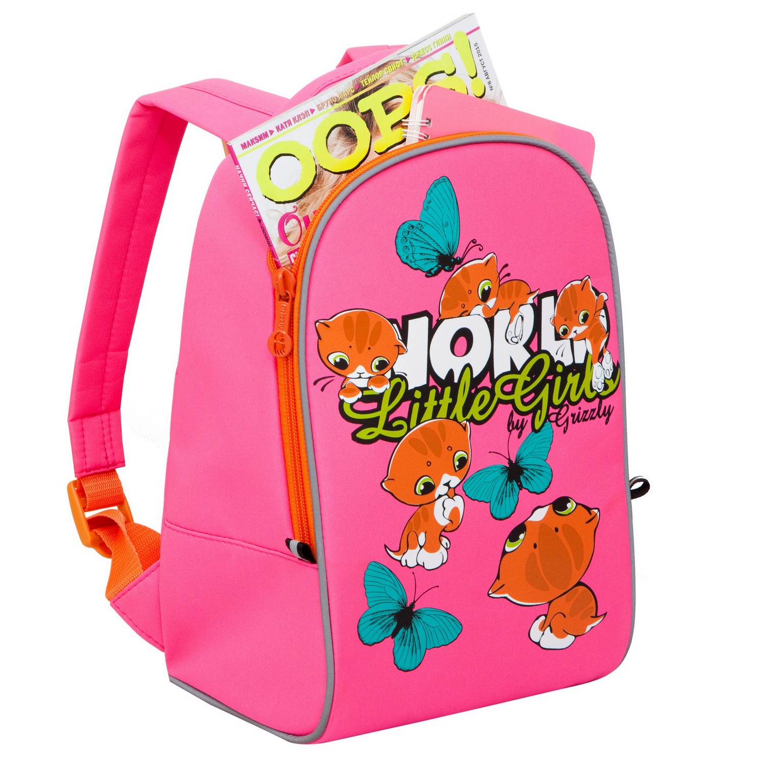 Рюкзак Grizzly для девочки котята ярко-розовый - фото 4
