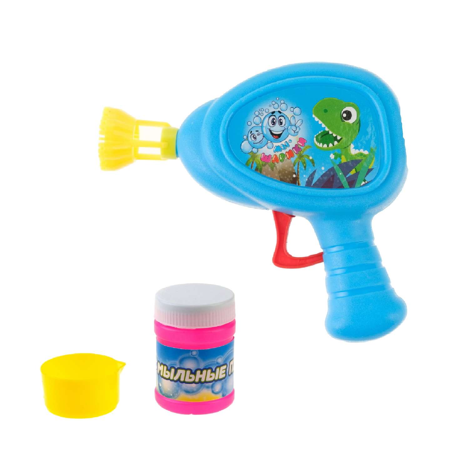 Генератор мыльных пузырей Мы-шарики 1YOY с раствором Динозаврик пистолет бластер аппарат детские игрушки для улицы и дома - фото 1