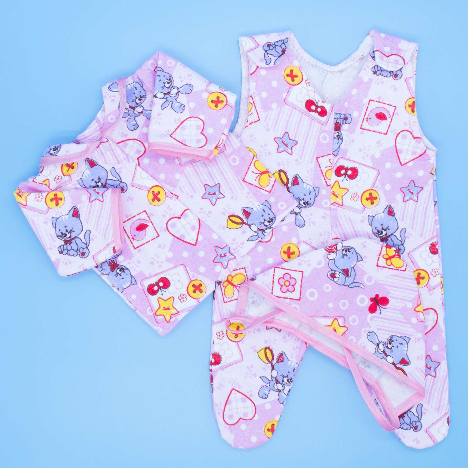 Комплект одежды Модница для пупса 43-48 см из фланели розовый-сиреневый 6101розовый-сиреневый - фото 1