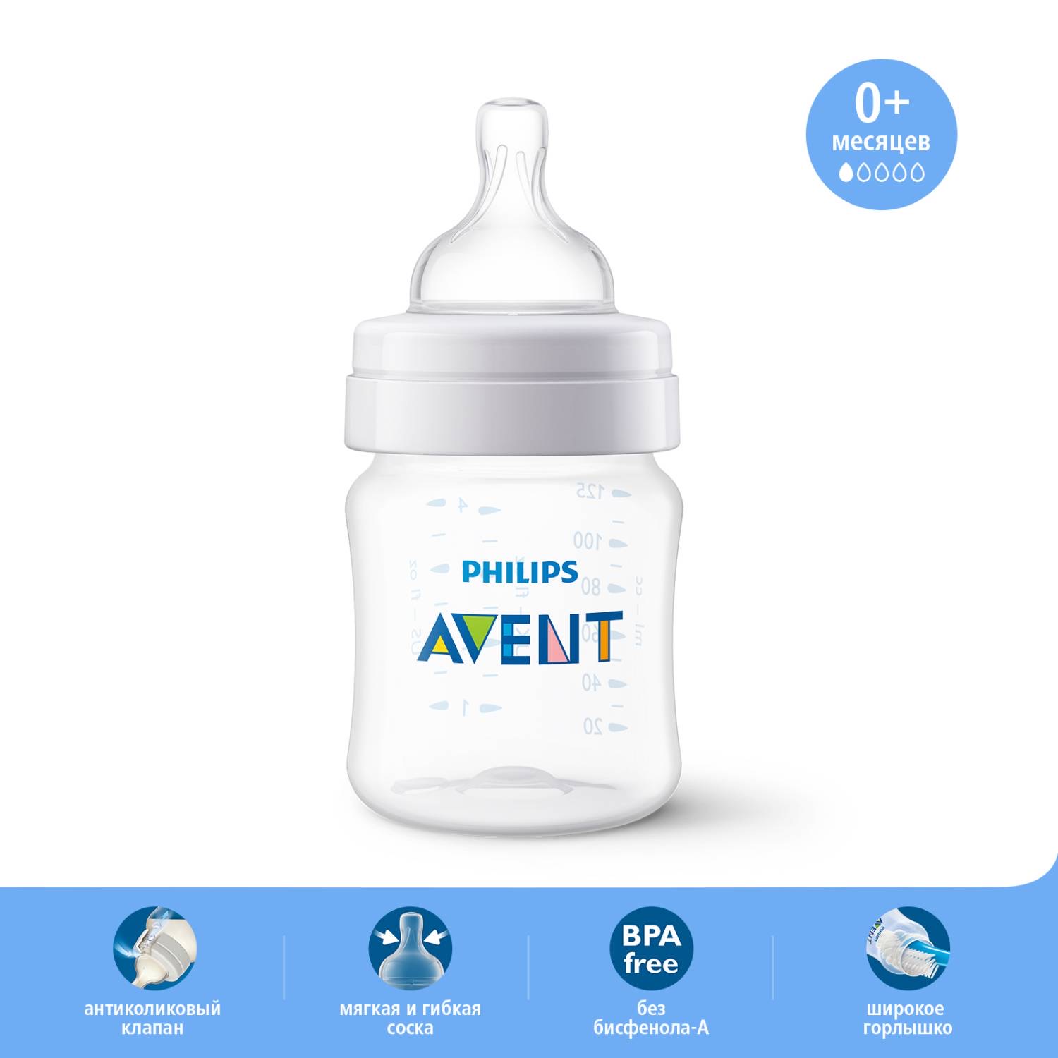 Бутылочка Philips Avent Anti-colic 125мл с 0месяцев SCF810/17 - фото 5