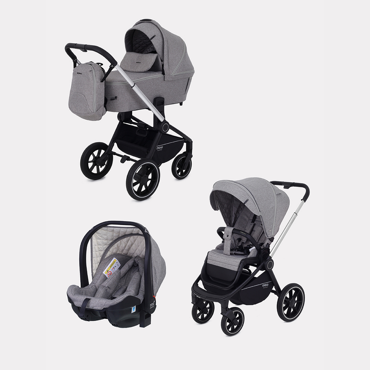 Коляска детская универсальная MOWbaby ZOOMPU (3в1) RA087 Silver Beige - фото 2