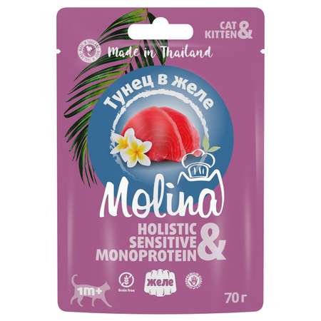 Корм для кошек и котят Molina тунец в желе 70г