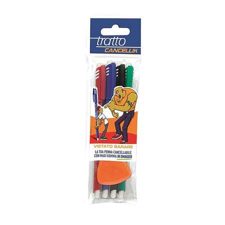 Шариковые ручки 4 шт TRATTO CANCELLIK Пиши-стирай+ ластик