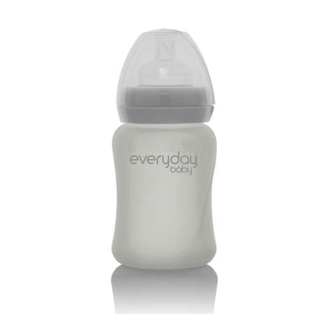 Бутылочка Everyday Baby Healthy стеклянная с защитным силиконовым покрытием 150 мл серый