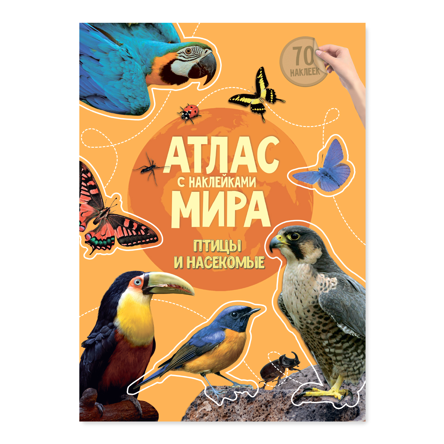 Книга Атлас Мира с наклейками Птицы и насекомые - фото 1