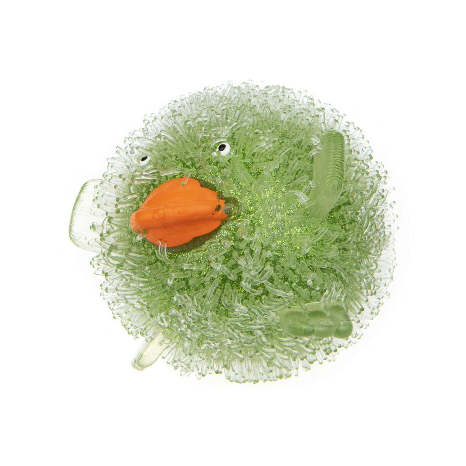 Игрушка антистресс 1 TOY Жмяка липучая Утенок со светом 7 см зеленый - фото 1