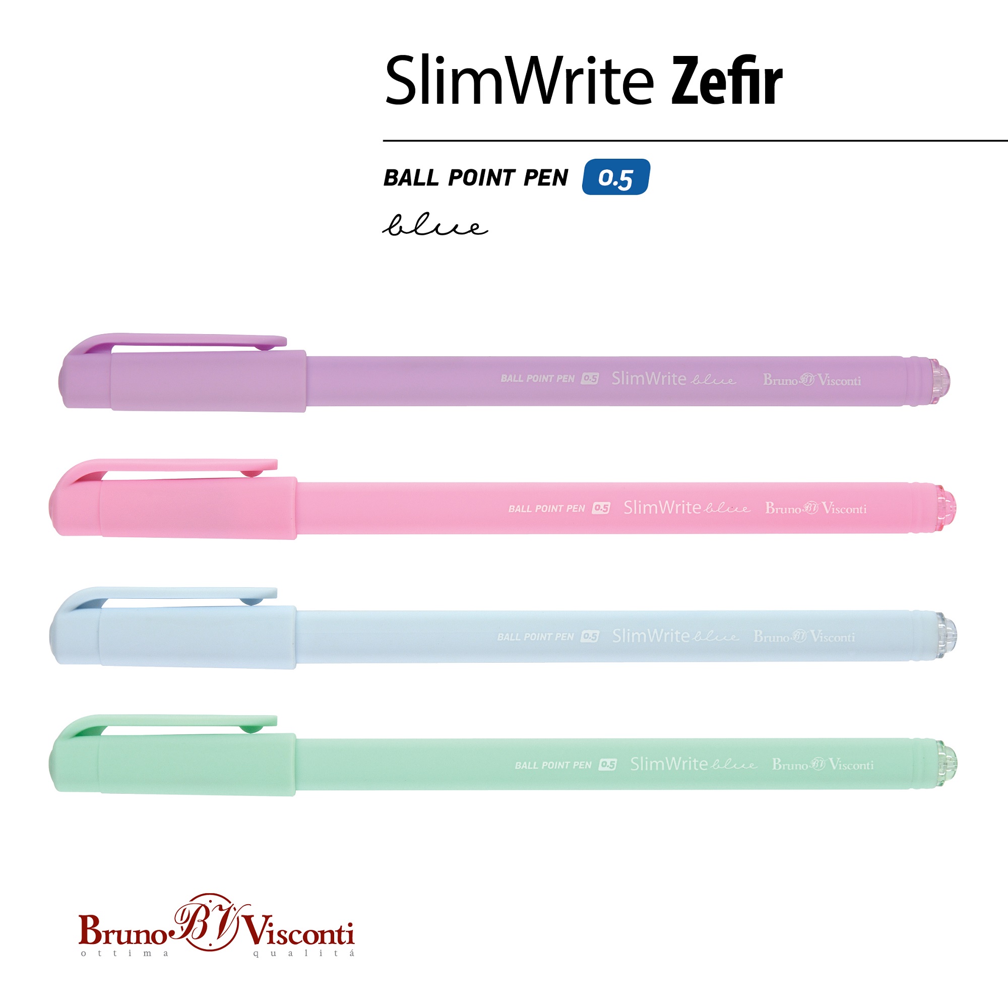 Набор из 24-х шариковых ручек Bruno Visconti SlimWrite Zefir синие - фото 5