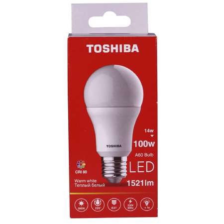 Лампа светодиодная Toshiba 14 Вт Е27 100W груша A60 3000 K теплый свет 220В матовая