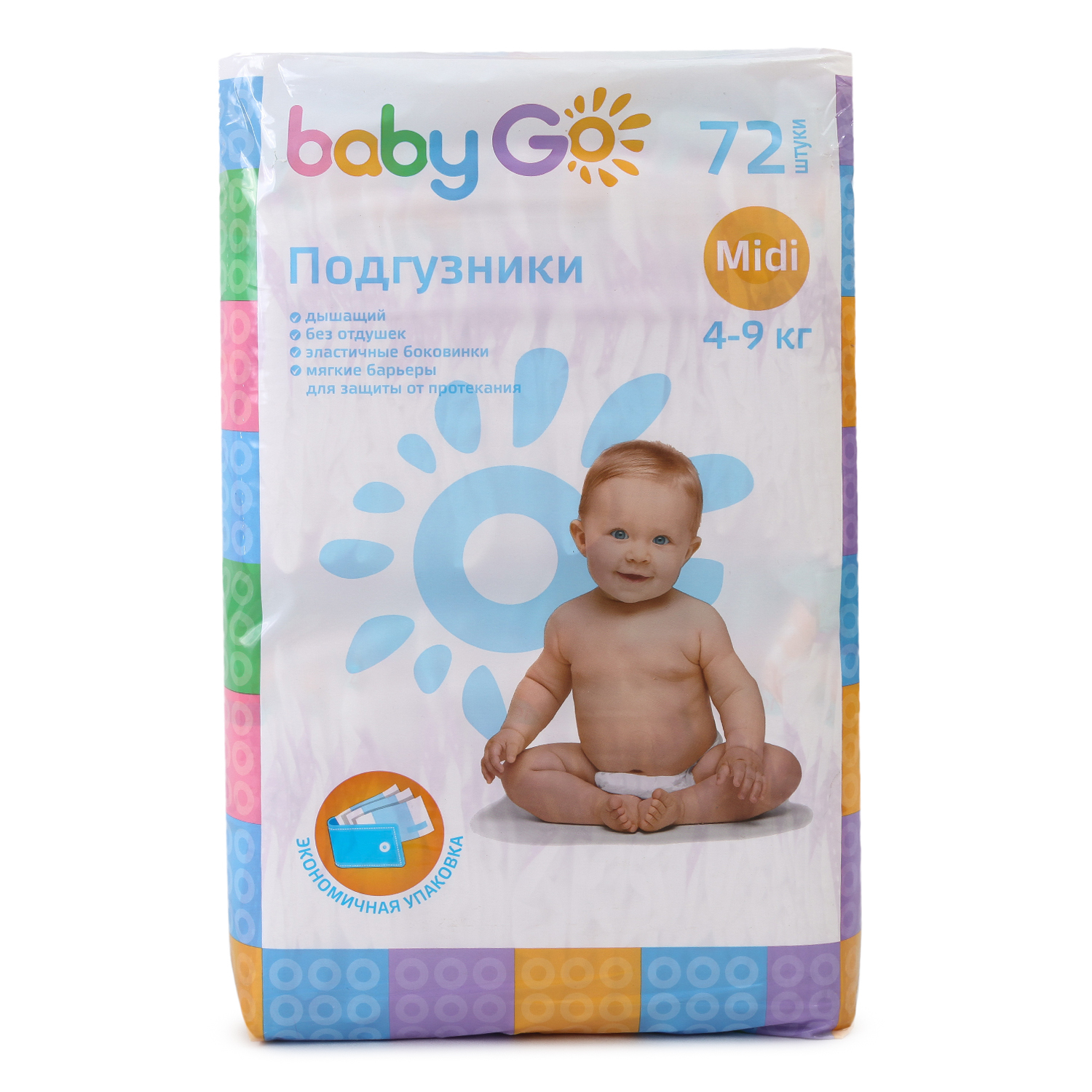 Подгузники BabyGo Midi 4-9кг 72шт - фото 1