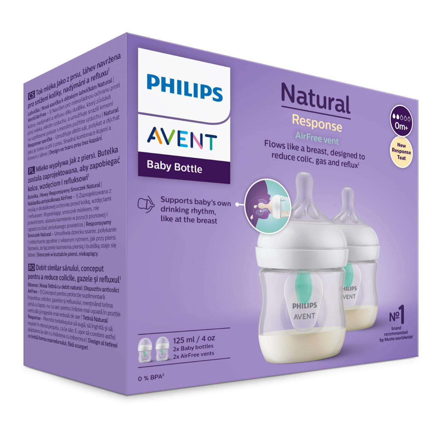 Бутылочка для кормления Philips Avent Natural Response с клапаном AirFree 125мл c 0месяцев 2шт SCY670/02 - фото 20