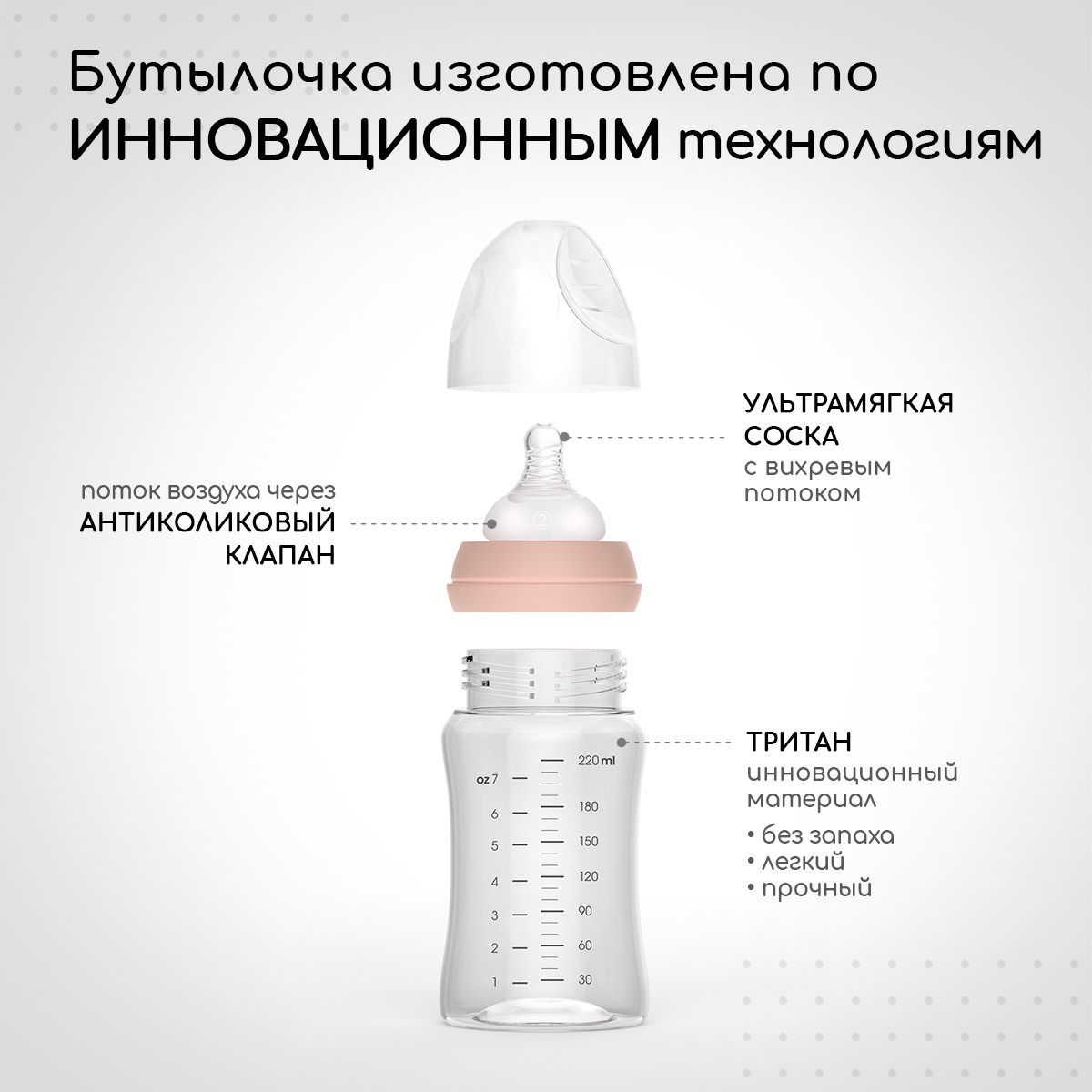 Бутылочка для кормления Miyoumi Blush -220 ml 1шт - фото 3