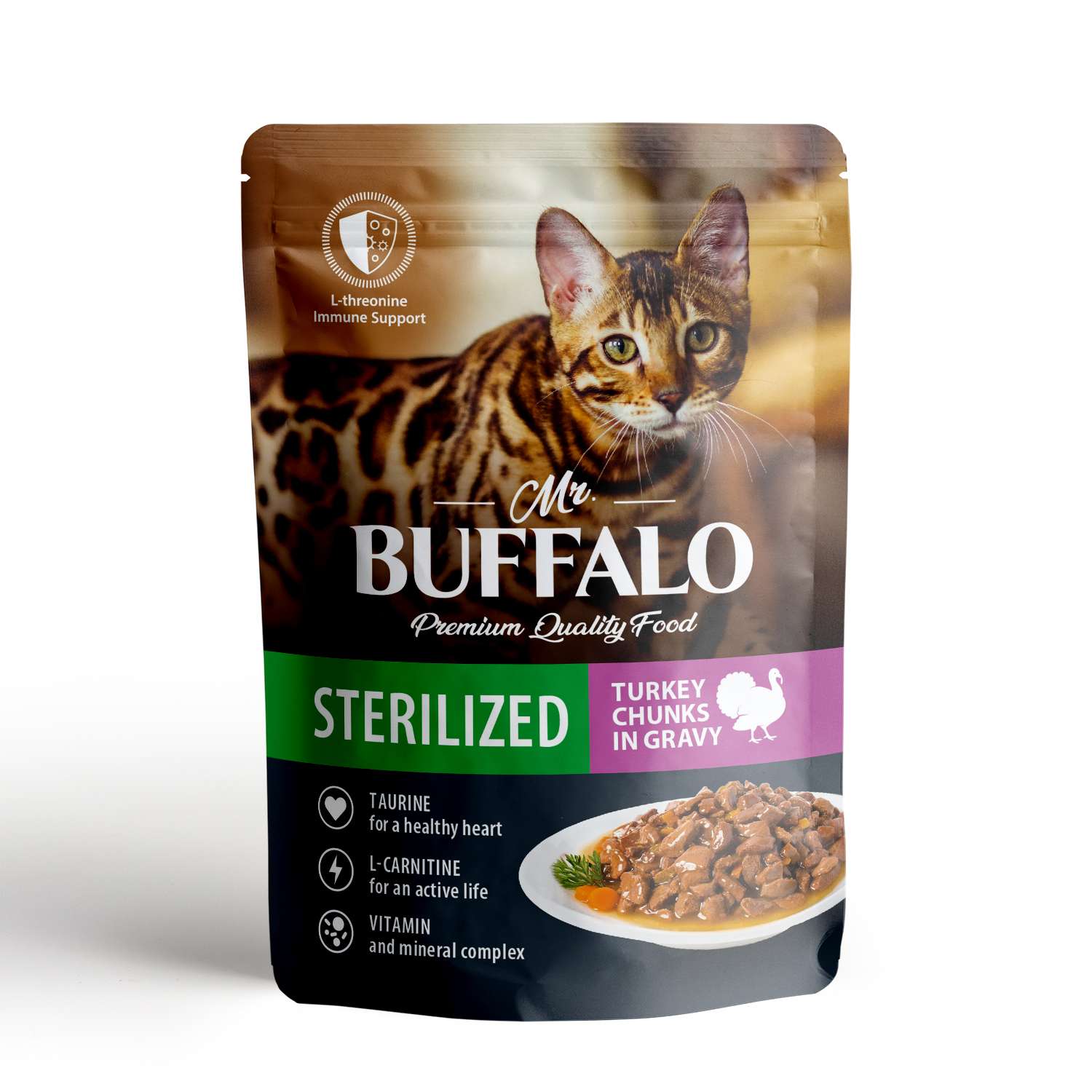 Корм для котов и кошек Mr.Buffalo 85г SterilizED стерилизованных индейка в соусе - фото 1