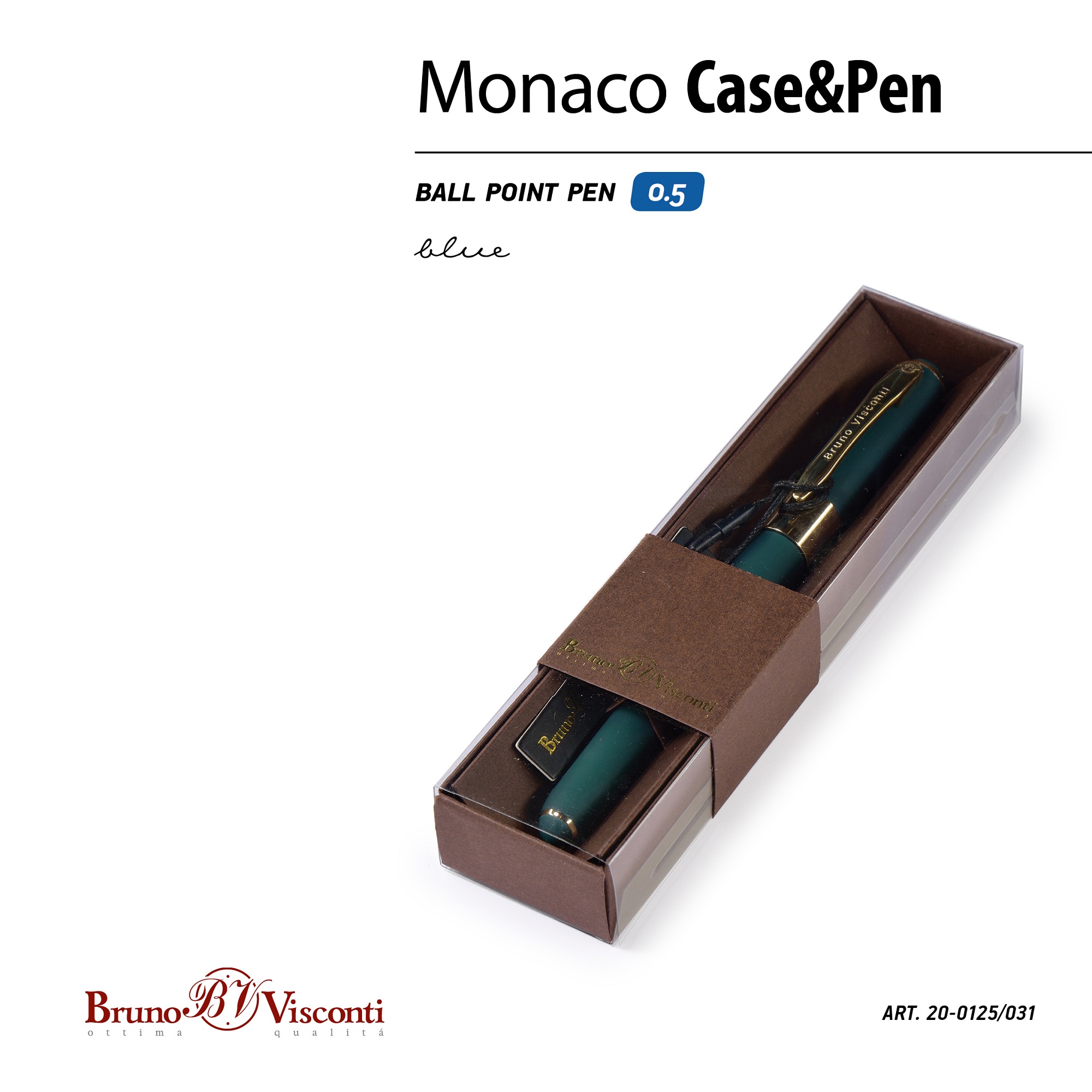 Подарочная ручка Bruno Visconti шариковая автоматическая Monaco зеленый корпус синяя 20-0125/031 - фото 2