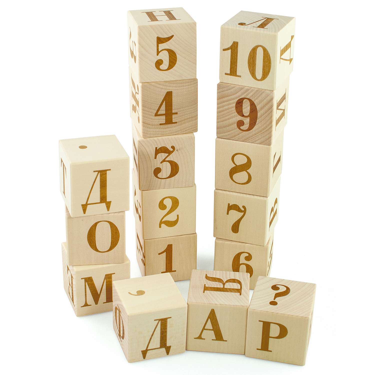 Кубики Ulanik деревянные с буквами и цифрами 16 шт - фото 1