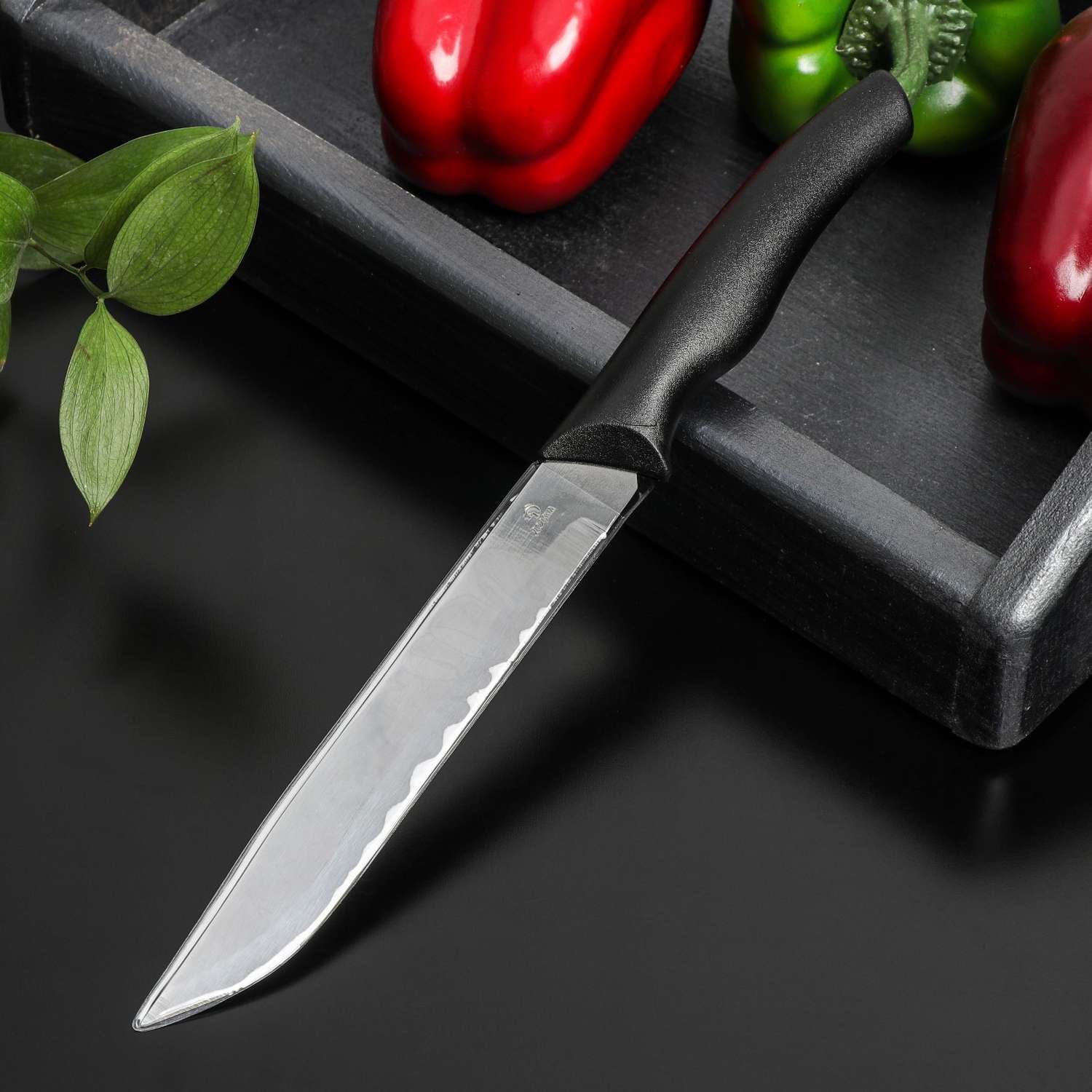 Нож Доляна Грайм универсальный лезвие 15 см цвет чёрный - фото 4