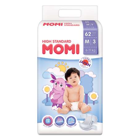 Подгузники Momi M 6-11кг 62шт