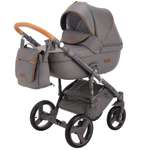 Коляска 2в1 BeBe-mobile Ravenna Deluxe V202 Темно-серая кожа+Карамельная кожаная отделка