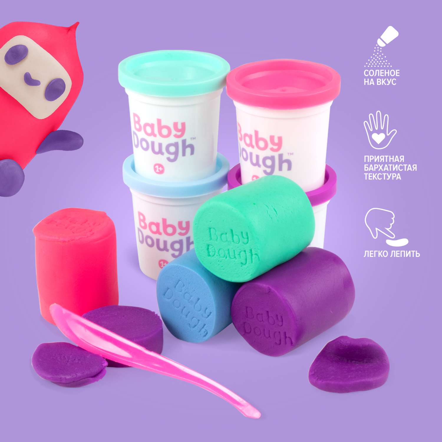 Тесто для лепки BabyDough Play-Doh! 4 цвета BD016 - фото 3