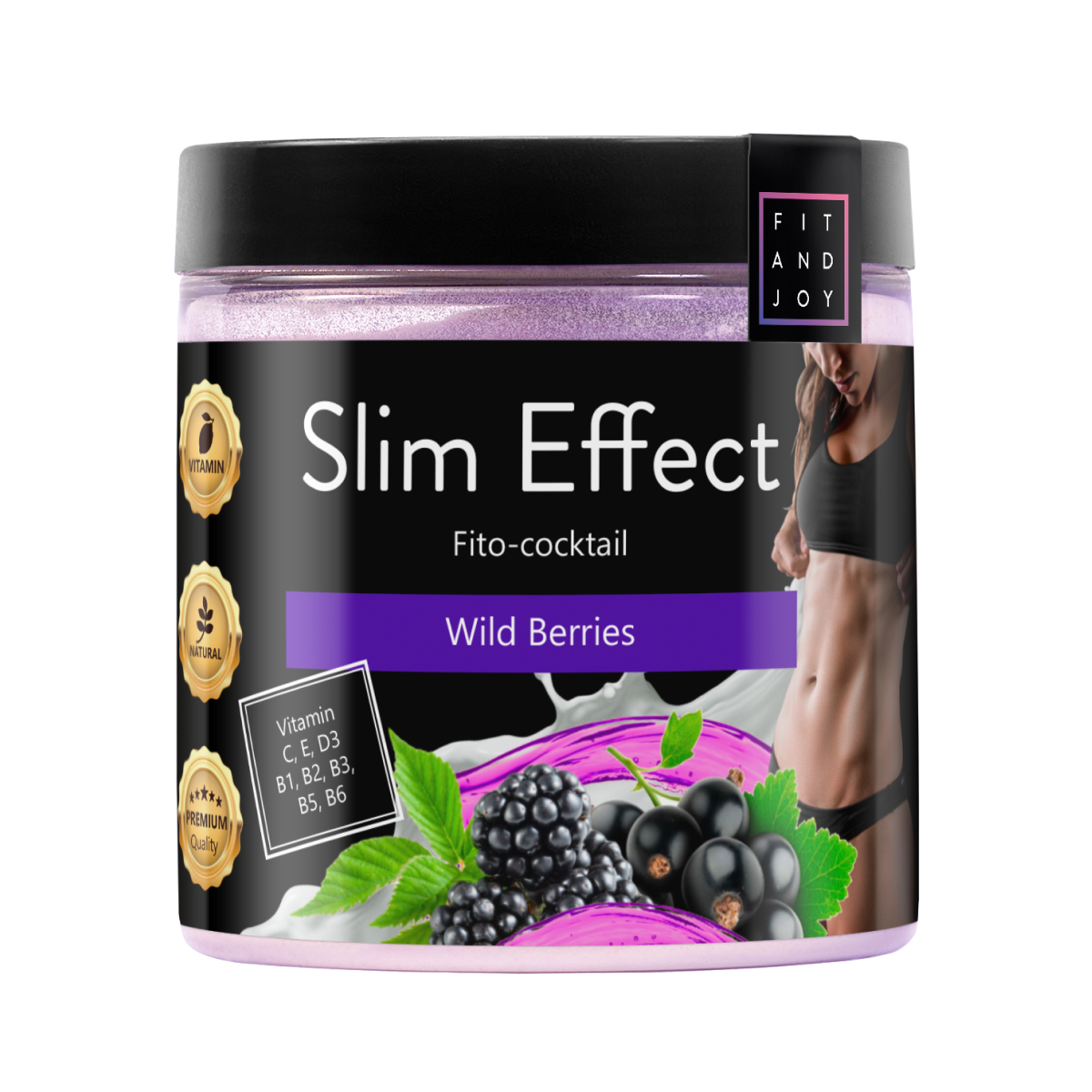 Фитококтейль FIT AND JOY Slim Effect Лесные ягоды для снижения веса 90 г - фото 1