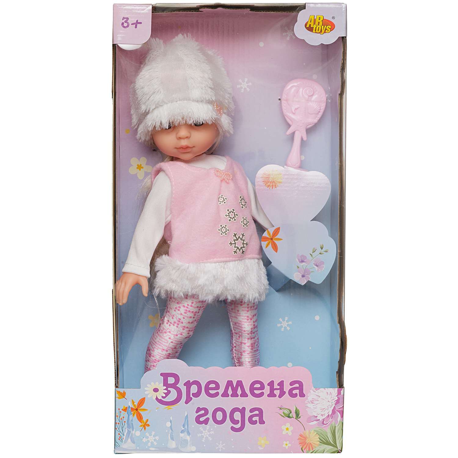 Кукла ABTOYS Времена года 30 см в белой кофте нежно розовом сарафане с меховой оборкой и белой шапке PT-01861 - фото 1
