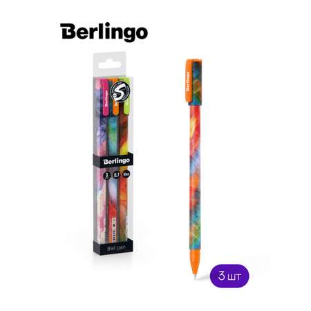 Ручка шариковая Berlingo Collision синяя 0.7 мм грип рисунок на корпусе 3 шт PET-бокс с европодвесом