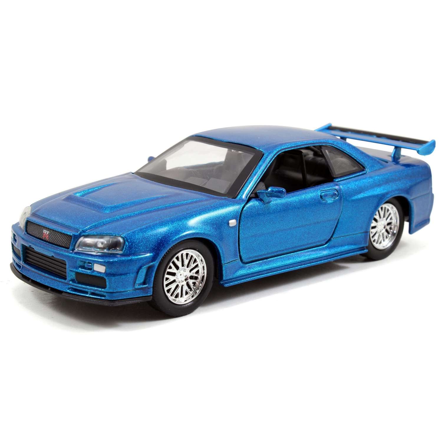 Машинка Fast and Furious Die-cast 2002 Nissan Skyline GTR-R34 1:32 металл 24037 - фото 1