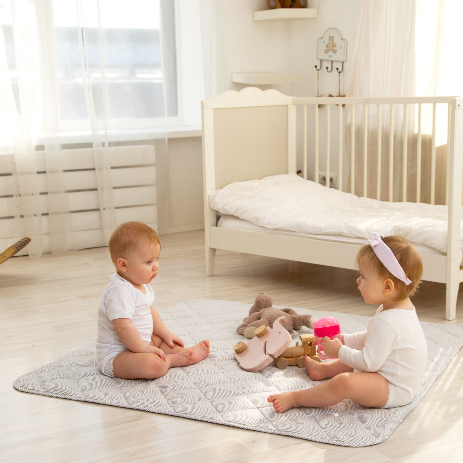 Коврик Amarobaby Soft Mat Звёзды пэчворк стеганный Коричневый - фото 14