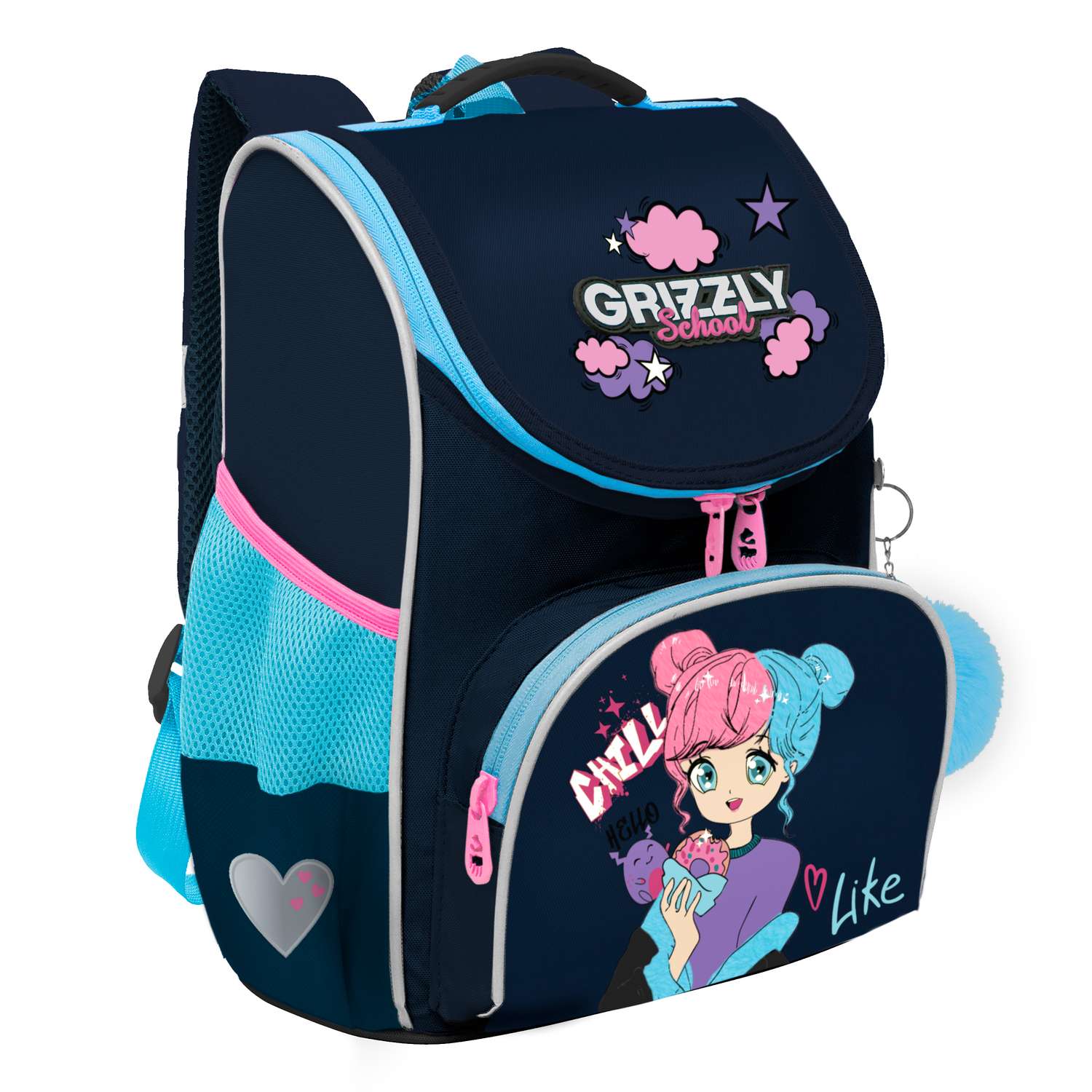 Рюкзак школьный с мешком Grizzly Синий RAm-484-6/2 - фото 1